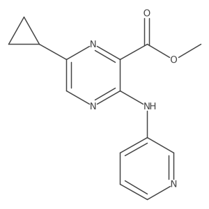 6-Cyclopropyl-3-(pyridin-3-ylamino)pyrazine-2-carboxylic acid methyl ester结构式