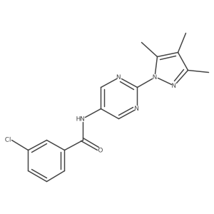 3-chloro-N-(2-(3,4,5-trimethyl-1H-pyrazol-1-yl)pyrimidin-5-yl)benzamide结构式