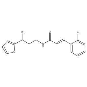 (E)-3-(2-chlorophenyl)-N-(3-hydroxy-3-(thiophen-2-yl)propyl)acrylamide结构式