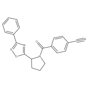 4-{[2-(3-Phenyl-1,2,4-oxadiazol-5-yl)pyrrolidin-1-yl]carbonyl}benzonitrile结构式