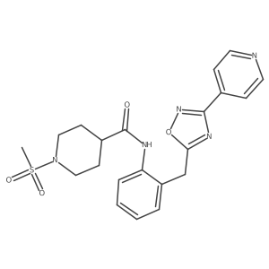 1-(methylsulfonyl)-N-(2-((3-(pyridin-4-yl)-1,2,4-oxadiazol-5-yl)methyl)phenyl)piperidine-4-carboxamide结构式