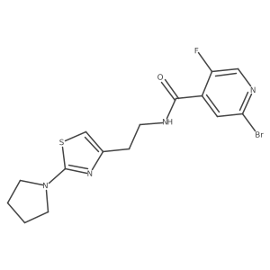 2-bromo-5-fluoro-N-{2-[2-(pyrrolidin-1-yl)-1,3-thiazol-4-yl]ethyl}pyridine-4-carboxamide Structure