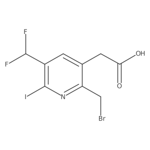 2-(Bromomethyl)-5-(difluoromethyl)-6-iodopyridine-3-acetic acid结构式