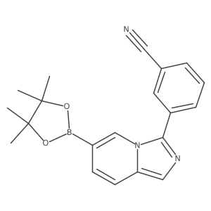 3-(6-(4,4,5,5-Tetramethyl-1,3,2-dioxaborolan-2-yl)imidazo[1,5-a]pyridin-3-yl)benzonitrile结构式