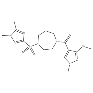 (4-((1,2-dimethyl-1H-imidazol-4-yl)sulfonyl)-1,4-diazepan-1-yl)(3-methoxy-1-methyl-1H-pyrazol-4-yl)methanone结构式