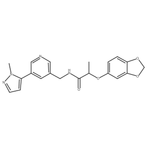 2-(benzo[d][1,3]dioxol-5-yloxy)-N-((5-(1-methyl-1H-pyrazol-5-yl)pyridin-3-yl)methyl)propanamide Structure