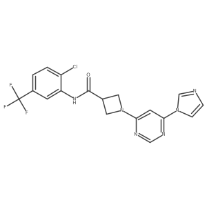 1-(6-(1H-imidazol-1-yl)pyrimidin-4-yl)-N-(2-chloro-5-(trifluoromethyl)phenyl)azetidine-3-carboxamide结构式