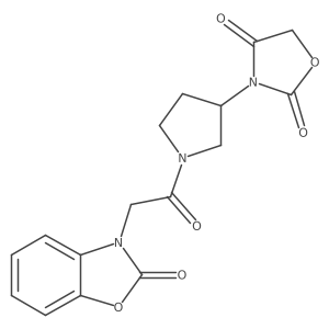 3-(1-(2-(2-oxobenzo[d]oxazol-3(2H)-yl)acetyl)pyrrolidin-3-yl)oxazolidine-2,4-dione结构式