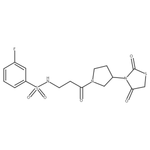 N-(3-(3-(2,4-dioxothiazolidin-3-yl)pyrrolidin-1-yl)-3-oxopropyl)-3-fluorobenzenesulfonamide Structure