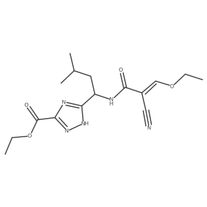 ethyl 3-[1-(2-cyano-3-ethoxyprop-2-enamido)-3-methylbutyl]-1H-1,2,4-triazole-5-carboxylate结构式