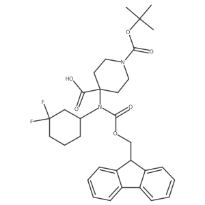 1-[(tert-butoxy)carbonyl]-4-[(3,3-difluorocyclohexyl)({[(9H-fluoren-9-yl)methoxy]carbonyl})amino]piperidine-4-carboxylic acid结构式