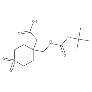 2-(4-(((tert-Butoxycarbonyl)amino)methyl)-1,1-dioxidotetrahydro-2H-thiopyran-4-yl)acetic acid Structure