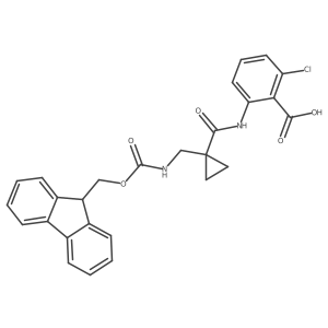 2-chloro-6-{1-[({[(9H-fluoren-9-yl)methoxy]carbonyl}amino)methyl]cyclopropaneamido}benzoic acid结构式