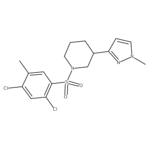 1-((2,4-dichloro-5-methylphenyl)sulfonyl)-3-(1-methyl-1H-pyrazol-3-yl)piperidine Structure