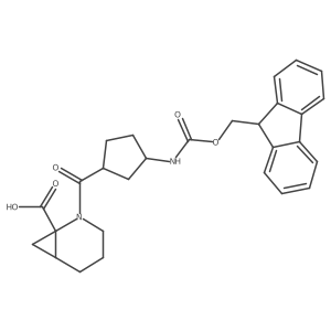 rac-2-[(1R,3S)-3-({[(9H-fluoren-9-yl)methoxy]carbonyl}amino)cyclopentanecarbonyl]-2-azabicyclo[4.1.0]heptane-1-carboxylic acid结构式