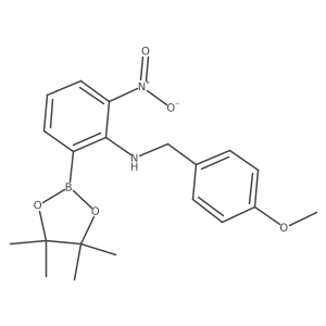 N-[(4-Methoxyphenyl)methyl]-2-nitro-6-(tetramethyl-1,3,2-dioxaborolan-2-yl)aniline Structure