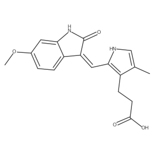 3-[2-[(Z)-(6-methoxy-2-oxo-1H-indol-3-ylidene)methyl]-4-methyl-1H-pyrrol-3-yl]propanoic acid结构式