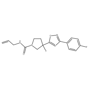 3-fluoro-3-[3-(4-fluorophenyl)-1,2,4-oxadiazol-5-yl]-N-(prop-2-en-1-yl)pyrrolidine-1-carboxamide Structure