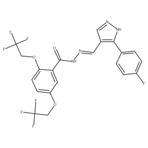 N'-[(1E)-[3-(4-fluorophenyl)-1H-pyrazol-4-yl]methylidene]-2,5-bis(2,2,2-trifluoroethoxy)benzohydrazide Structure