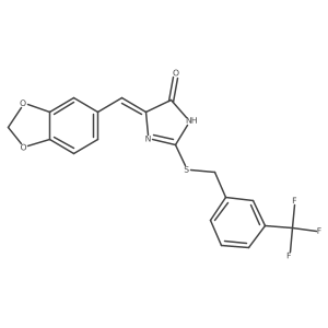 5-[(E)-1,3-benzodioxol-5-ylmethylidene]-2-{[3-(trifluoromethyl)benzyl]sulfanyl}-3,5-dihydro-4H-imidazol-4-one结构式