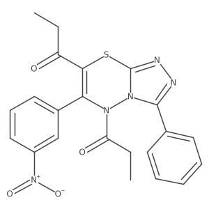1-[6-(3-nitrophenyl)-3-phenyl-5-propionyl-5H-[1,2,4]triazolo[3,4-b][1,3,4]thiadiazin-7-yl]propan-1-one Structure