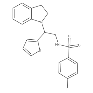 4-fluoro-N-(2-(indolin-1-yl)-2-(thiophen-2-yl)ethyl)benzenesulfonamide Structure