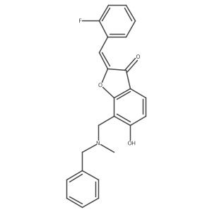 (2Z)-7-{[benzyl(methyl)amino]methyl}-2-(2-fluorobenzylidene)-6-hydroxy-1-benzofuran-3(2H)-one Structure