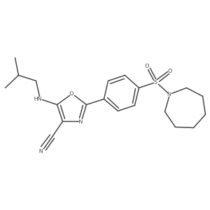 2-(4-(Azepan-1-ylsulfonyl)phenyl)-5-(isobutylamino)oxazole-4-carbonitrile Structure