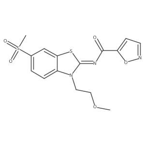 (Z)-N-(3-(2-methoxyethyl)-6-(methylsulfonyl)benzo[d]thiazol-2(3H)-ylidene)isoxazole-5-carboxamide结构式