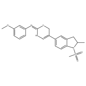 N-(3-Methoxyphenyl)-5-(2-methyl-1-methylsulfonyl-2,3-dihydroindol-5-yl)-3,6-dihydro-1,3,4-thiadiazin-2-imine结构式