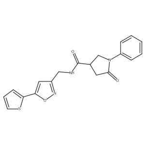5-oxo-1-phenyl-N-((5-(thiophen-2-yl)isoxazol-3-yl)methyl)pyrrolidine-3-carboxamide Structure