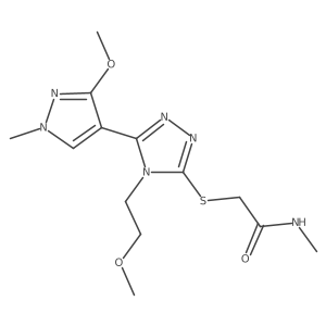 2-((5-(3-methoxy-1-methyl-1H-pyrazol-4-yl)-4-(2-methoxyethyl)-4H-1,2,4-triazol-3-yl)thio)-N-methylacetamide结构式