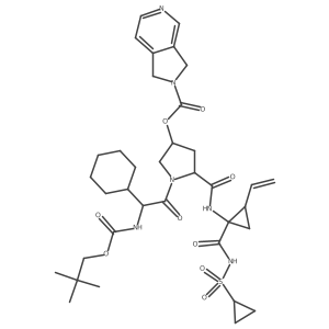 (3R,5S)-1-((S)-2-Cyclohexyl-2-(((neopentyloxy)carbonyl)amino)acetyl)-5-(((1R,2S)-1-((cyclopropylsulfonyl)carbamoyl)-2-vinylcyclopropyl)carbamoyl)pyrrolidin-3-yl 1,3-dihydro-2H-pyrrolo[3,4-c]pyridine-2-carboxylate结构式
