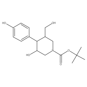 tert-butyl (3RS,4RS,5SR)-3-hydroxy-5-hydroxymethyl-4-(4-hydroxy-phenyl)-piperidine-1-carboxylate结构式