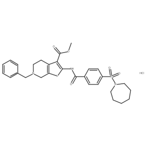 methyl 2-[4-(azepane-1-sulfonyl)benzamido]-6-benzyl-4H,5H,6H,7H-thieno[2,3-c]pyridine-3-carboxylate hydrochloride Structure