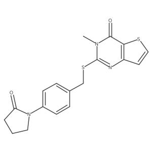 3-methyl-2-{[4-(2-oxopyrrolidin-1-yl)benzyl]sulfanyl}thieno[3,2-d]pyrimidin-4(3H)-one结构式