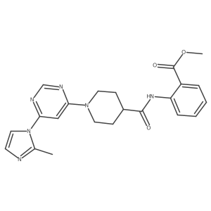 methyl 2-(1-(6-(2-methyl-1H-imidazol-1-yl)pyrimidin-4-yl)piperidine-4-carboxamido)benzoate结构式