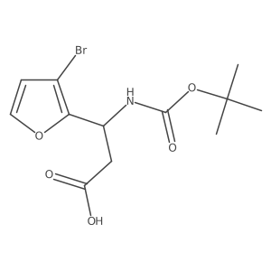 (3R)-3-(3-bromofuran-2-yl)-3-{[(tert-butoxy)carbonyl]amino}propanoic acid结构式