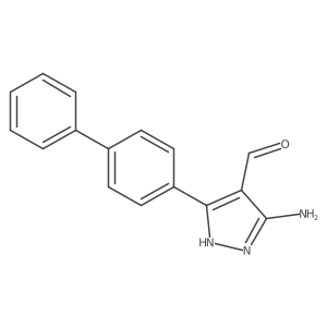 1H-Pyrazole-4-carboxaldehyde, 3-amino-5-[1,1a(2)-biphenyl]-4-yl- Structure