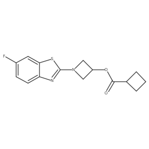 1-(6-Fluorobenzo[d]thiazol-2-yl)azetidin-3-yl cyclobutanecarboxylate结构式