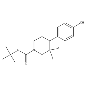 Tert-butyl 3,3-difluoro-4-(4-hydroxyphenyl)piperidine-1-carboxylate结构式