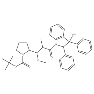 tert-butyl (2S)-2-[(1S,2S)-3-[(1S)-2-hydroxy-1,2,2-triphenylethoxy]-1-methoxy-2-methyl-3-oxopropyl]pyrrolidine-1-carboxylate结构式