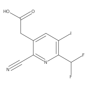 2-(2-Cyano-6-(difluoromethyl)-5-iodopyridin-3-yl)acetic acid结构式