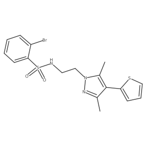 2-bromo-N-(2-(3,5-dimethyl-4-(thiophen-2-yl)-1H-pyrazol-1-yl)ethyl)benzenesulfonamide Structure