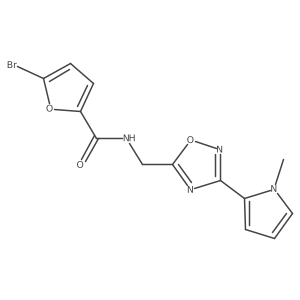 5-bromo-N-((3-(1-methyl-1H-pyrrol-2-yl)-1,2,4-oxadiazol-5-yl)methyl)furan-2-carboxamide结构式