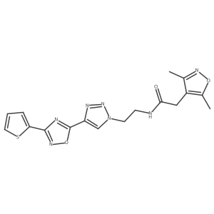 2-(3,5-dimethylisoxazol-4-yl)-N-(2-(4-(3-(thiophen-2-yl)-1,2,4-oxadiazol-5-yl)-1H-1,2,3-triazol-1-yl)ethyl)acetamide结构式