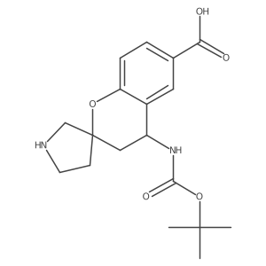 4-{[(Tert-butoxy)carbonyl]amino}-3,4-dihydrospiro[1-benzopyran-2,3'-pyrrolidine]-6-carboxylic acid结构式