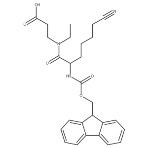 3-[6-cyano-N-ethyl-2-({[(9H-fluoren-9-yl)methoxy]carbonyl}amino)hexanamido]propanoic acid Structure
