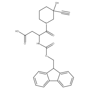 4-(3-ethynyl-3-hydroxypiperidin-1-yl)-3-({[(9H-fluoren-9-yl)methoxy]carbonyl}amino)-4-oxobutanoic acid结构式
