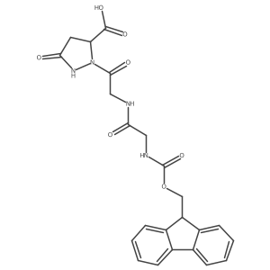 2-{2-[2-({[(9H-fluoren-9-yl)methoxy]carbonyl}amino)acetamido]acetyl}-5-oxopyrazolidine-3-carboxylic acid结构式